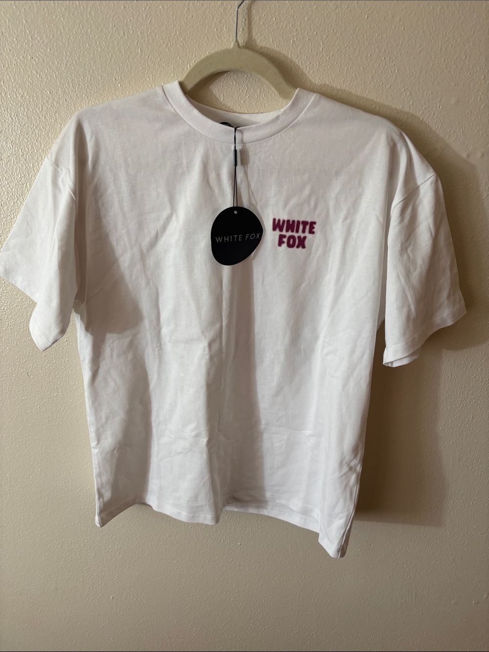 White Fox Boutique White Tee with Pink Logo